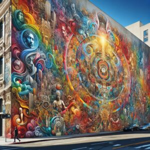 Colorful urban mural tribute.