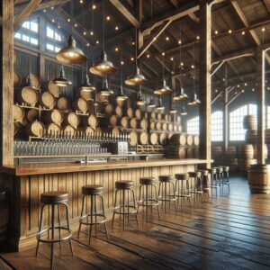 Closed brewery taproom interior