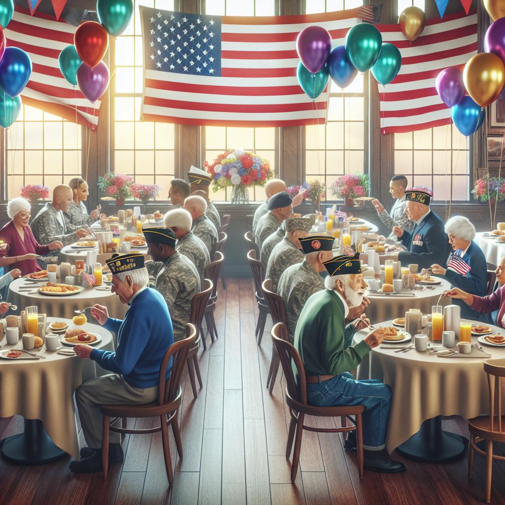 Veteran appreciation breakfast scene.