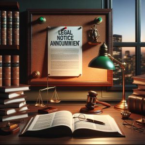 "Legal notice announcement concept"