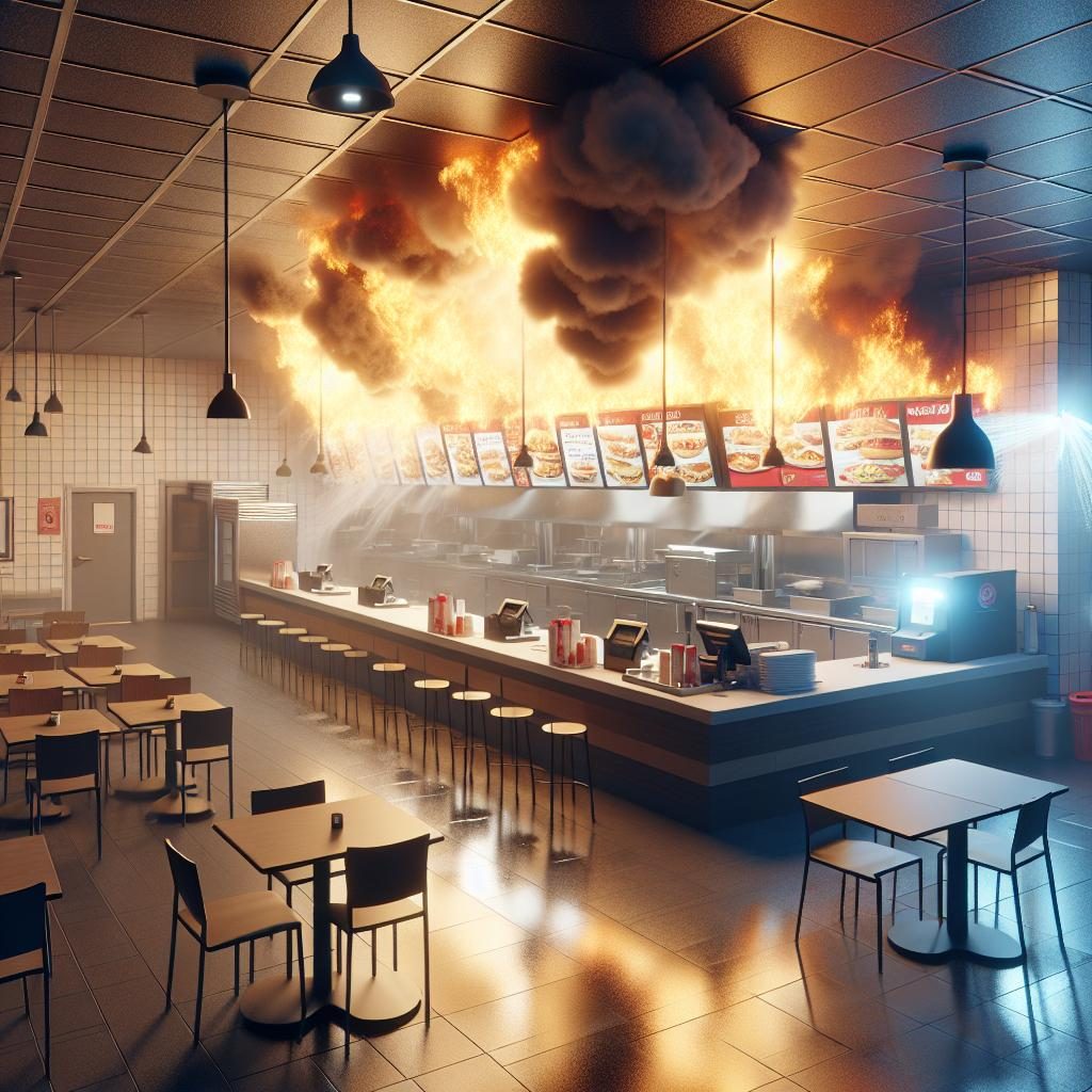 Fast food fire scene