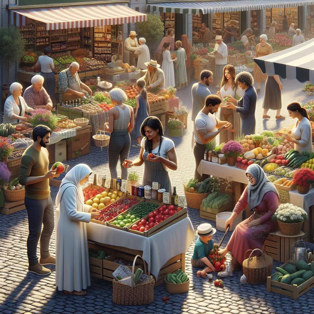 Vibrant Farmers Market Stalls