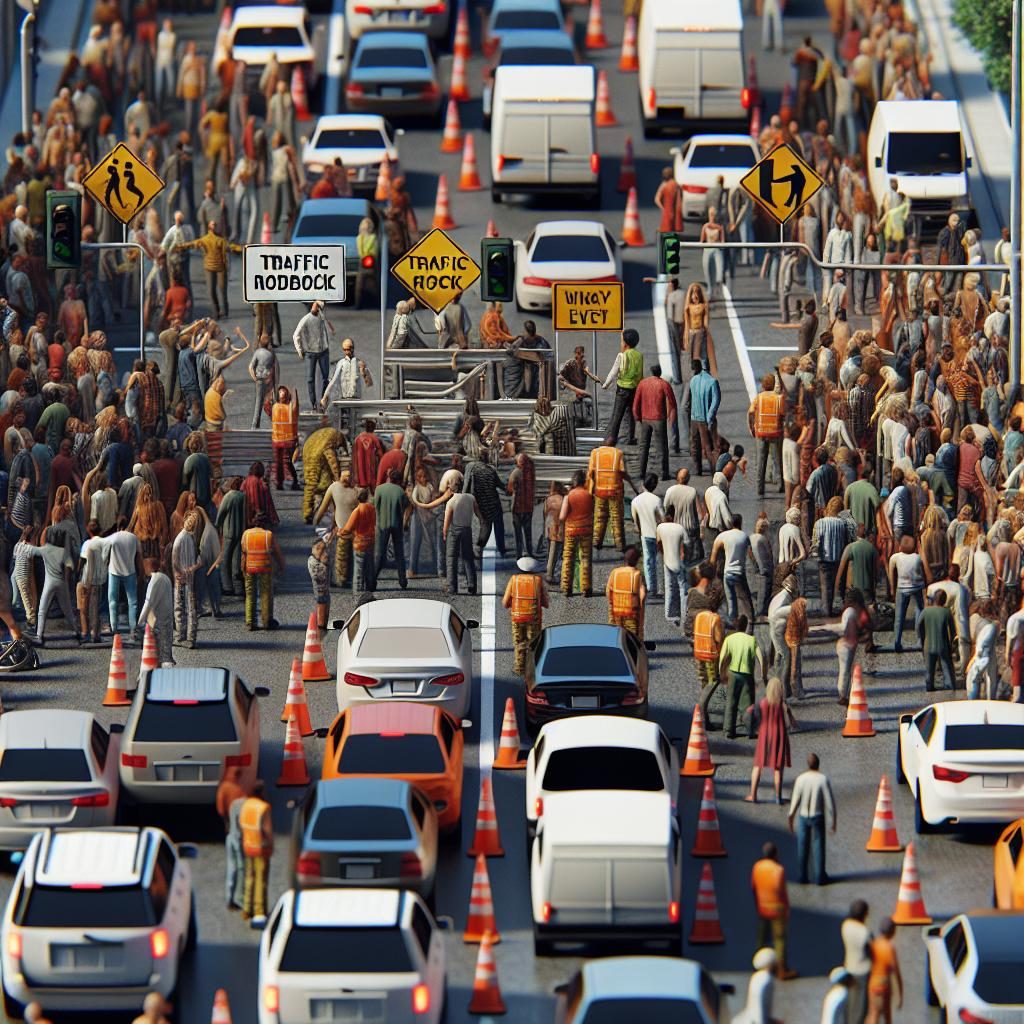 Traffic roadblock scene