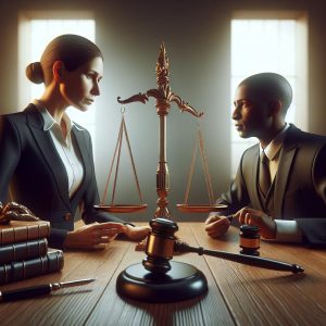 Justice scales and gavel