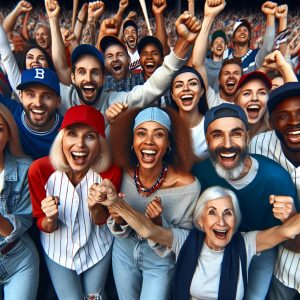 Baseball Fans Celebrating Together