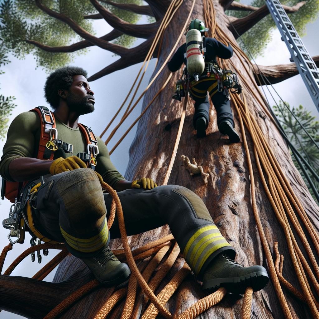 Firefighters Rescuing Tree climber