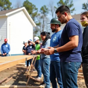 Volunteers building homes for families in need