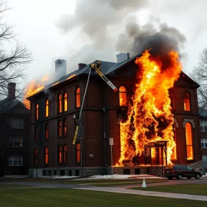 Elnathan Hall at Knoxville College burning in suspected arson incident