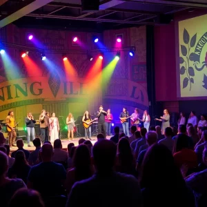 Artists performing on stage in Knoxville with an engaged audience.