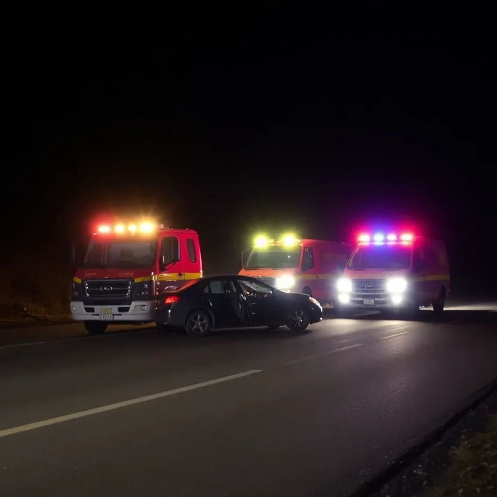 Emergency vehicles at a crash site in Knoxville