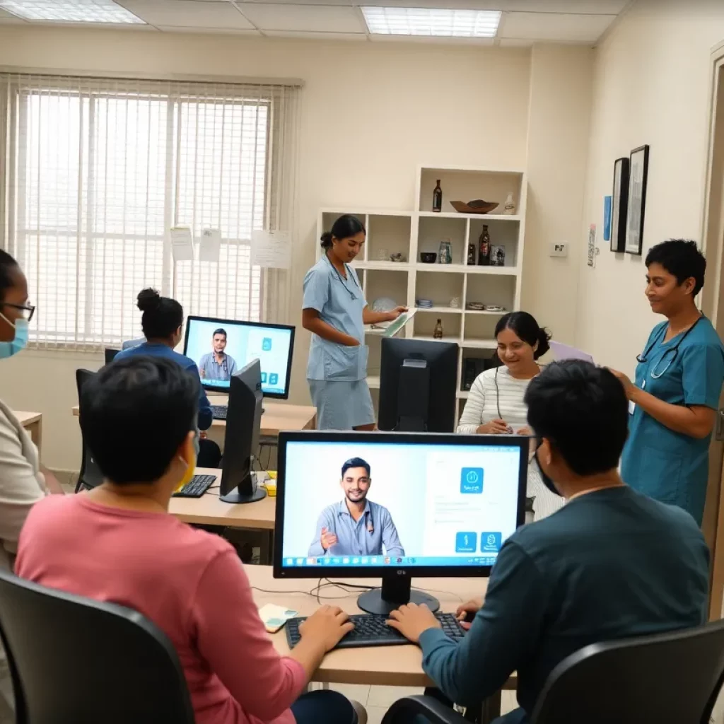 Community members participating in a telehealth clinic in Knoxville.