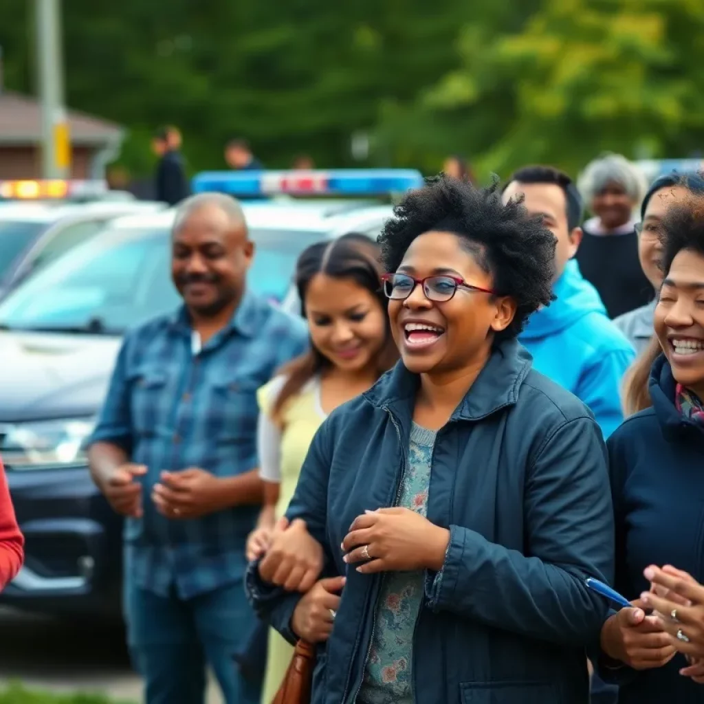 Community members celebrate the safe return of a missing child