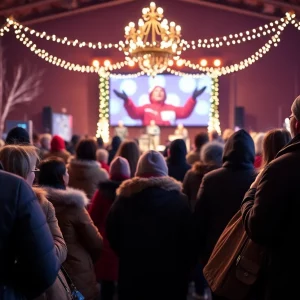 Community members participating in the Knoxville Winter Coat Drive and concert.