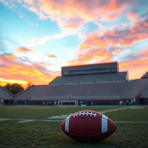 Empty Tennessee football field at sunset