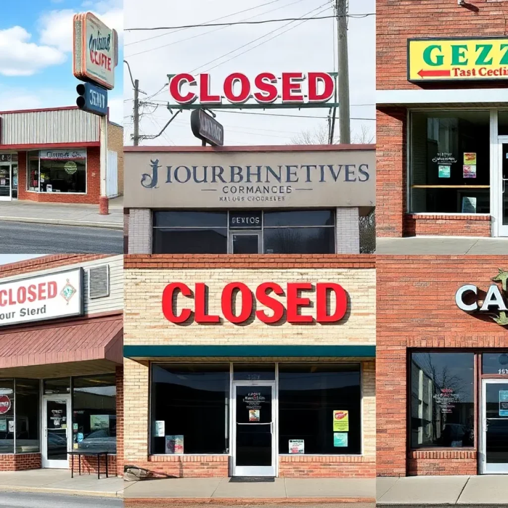 Closed storefronts of businesses in East Tennessee