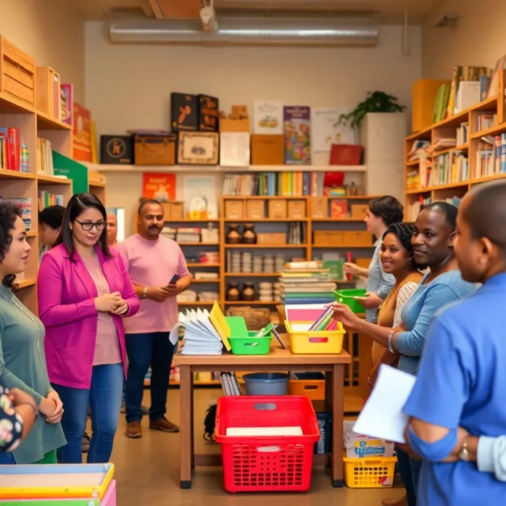 Interior view of the Knoxville Educator Resource Center with educators accessing supplies.