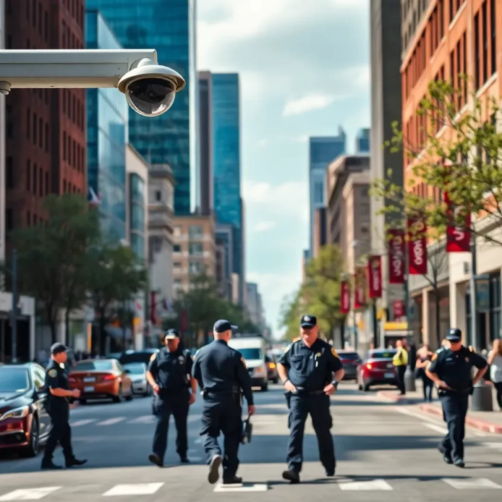 Surveillance cameras monitoring a busy street in Knoxville