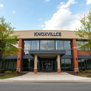 Exterior view of the Knoxville Sheriff's Office with a focus on community interaction