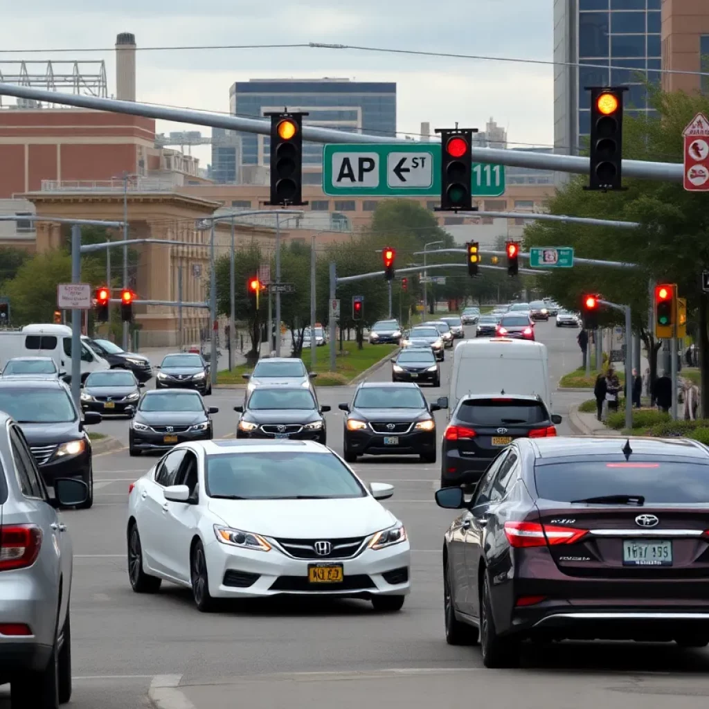 Heavy traffic in Knoxville with cars at an intersection.