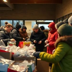 Volunteers at a warming center in Knoxville assisting community members during a winter cold snap.