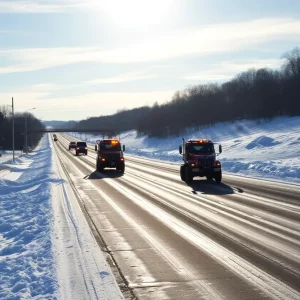 Road conditions in Knoxville after winter storm with clear and icy patches.