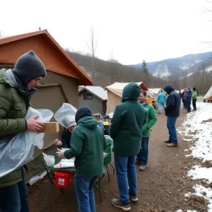 Volunteers winterizing campers for hurricane victims in East Tennessee