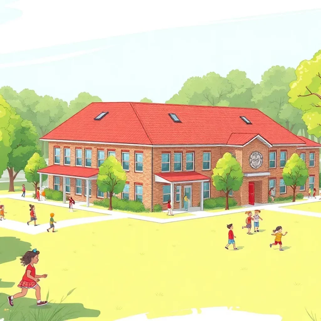 Illustration of a new school building in Knoxville's Mechanicsville area