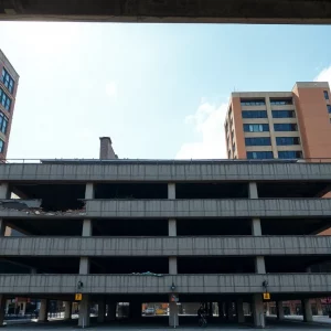 The Pryor Brown Garage in Knoxville, showing signs of deterioration