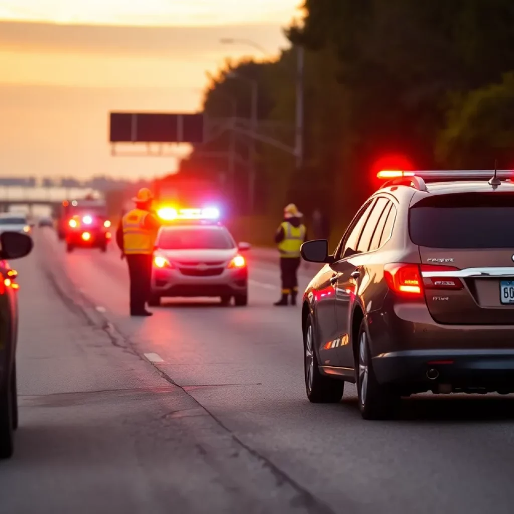 Emergency responders at the scene of a tragic incident on Knoxville's I-640.