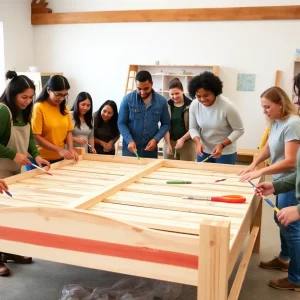 Volunteers building beds for children in Knox County